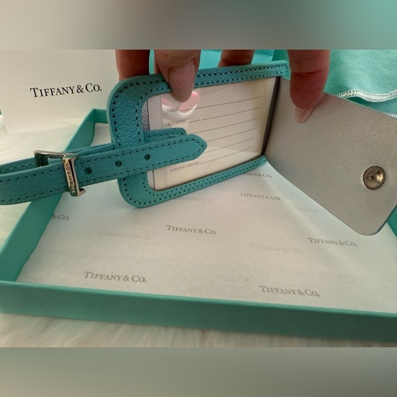 Rare! Tiffany & Co. Vintage Luggage Tag – Tiffany Blue Pebbled Leather - Picture 3 of 4